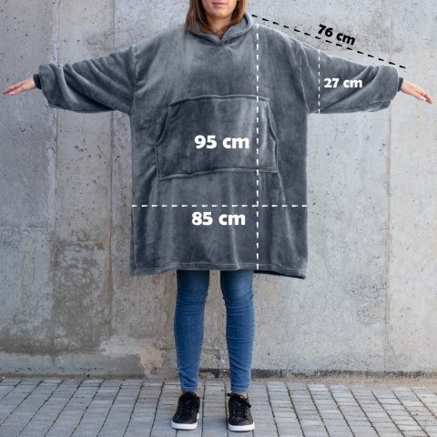 Bluzair Bluza Koc z Kapturem XXL Ciepła Szary 4w1 Bluzair Bluza Koc z Kapturem XXL Ciepła Szary 4w1