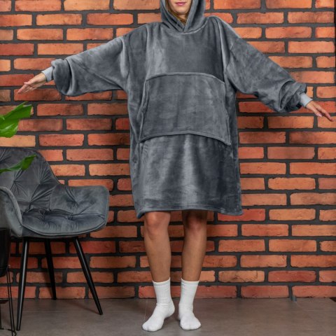 Bluzair Bluza Koc z Kapturem XXL Ciepła Szary 4w1 Bluzair Bluza Koc z Kapturem XXL Ciepła Szary 4w1