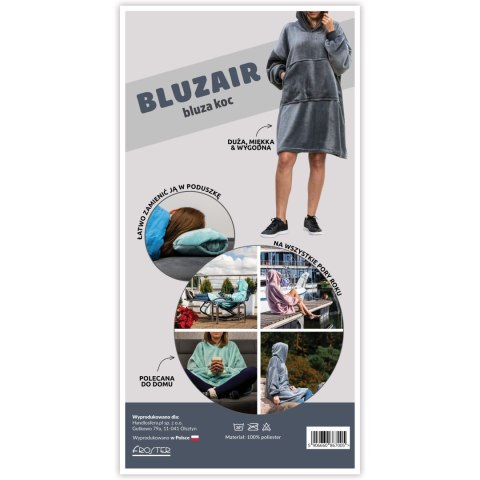 Bluzair Bluza Koc z Kapturem XXL Ciepła Szary 4w1 Bluzair Bluza Koc z Kapturem XXL Ciepła Szary 4w1