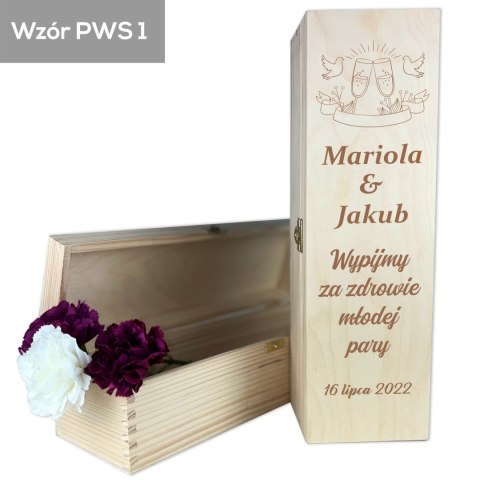 Skrzynka na wino Wypijmy za zdrowie młodej pary Skrzynka na wino Wypijmy za zdrowie młodej pary