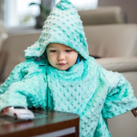Kocyk zimowy Miętowy minky gruby koc z rękawkami