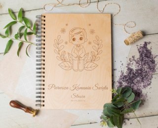 Album drewniany komunia grawer,30x22cm pion KO7