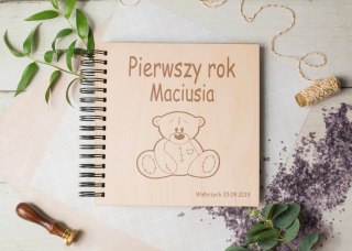 DUŻY Album drewniany dziecięcy grawer,30x30cm kwadrat DK4