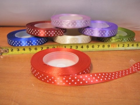 Wstążka kropki 12mm mix kolorów | 2662 Wstążka kropki 12mm mix kolorów | 2662