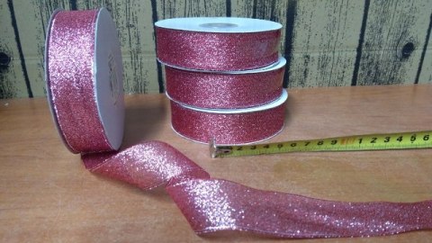 Wstążka brokatowa 25mmx32m 4szt CZERWONA DW25-44 Wstążka brokatowa 25mmx32m 4szt CZERWONA DW25-44