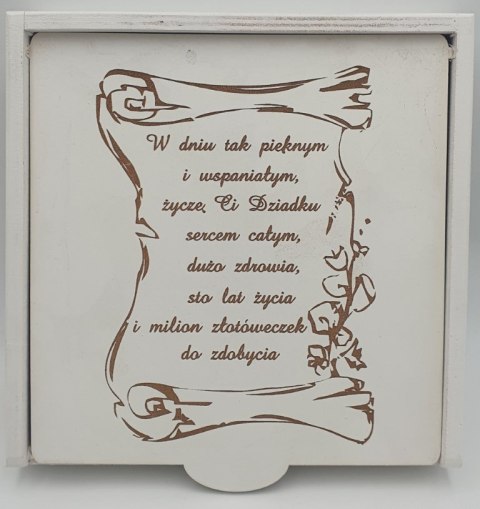 Pudełko białe DZIADEK 21 x 21 x 5,5 cm Pudełko białe DZIADEK 21 x 21 x 5,5 cm