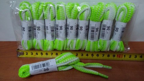 Sznurowadła 10par BIAŁO-ZIELONE JASKRAWE 90cm Sznurowadła 10par BIAŁO-ZIELONE JASKRAWE 90cm