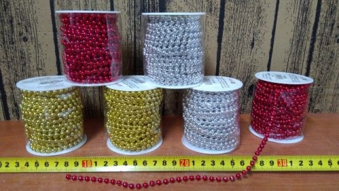 Łańcuch choinkowy 6szt. korale 5mmx10m | KOR-5384 Łańcuch choinkowy 6szt. korale 5mmx10m | KOR-5384