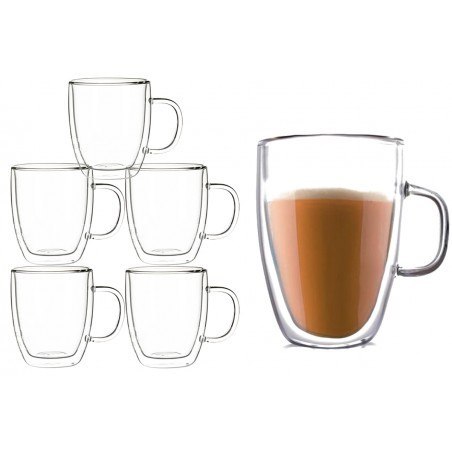 Szklanki termiczne podwójne szkło 350ML DO KAWY LATTE LONG ZESTAW 6SZT SZK09 Szklanki termiczne podwójne szkło 350ML DO KAWY LATTE LONG ZESTAW 6SZT SZK09