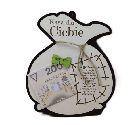 Worek KASA DLA CIEBIE ''50'' 21 x 13 cm. P242W50 Worek KASA DLA CIEBIE ''50'' 21 x 13 cm. P242W50