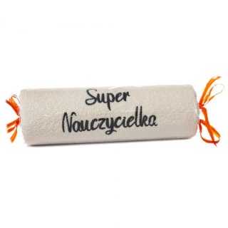 Ręcznik ecru cukierek z haftem "Super Nauczycielka"