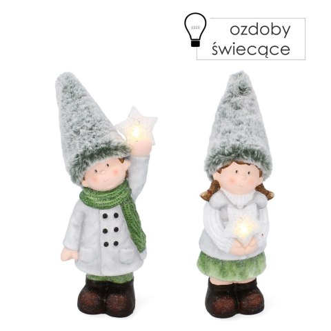 Figurka dziewczynka /chłopak z gwiazdką led 29cm Figurka dziewczynka /chłopak z gwiazdką led 29cm