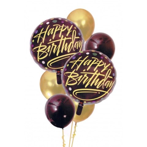 Zestaw balonów Happy Birthday 7 szt 30-46 cm CZARNO-ZŁOTE BCF-143 Zestaw balonów Happy Birthday 7 szt 30-46 cm CZARNO-ZŁOTE BCF-143