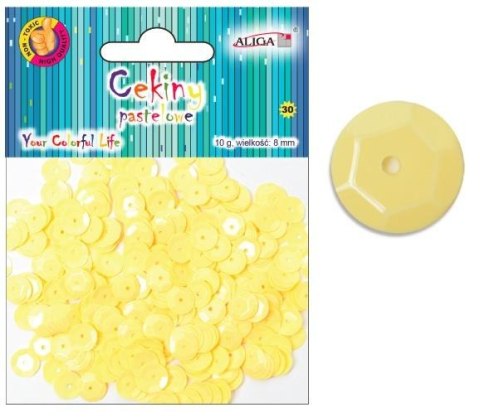 Cekiny pastelowe ŻÓŁTE 8mm 10g | WMT-104 12szt Cekiny pastelowe ŻÓŁTE 8mm 10g | WMT-104 12szt