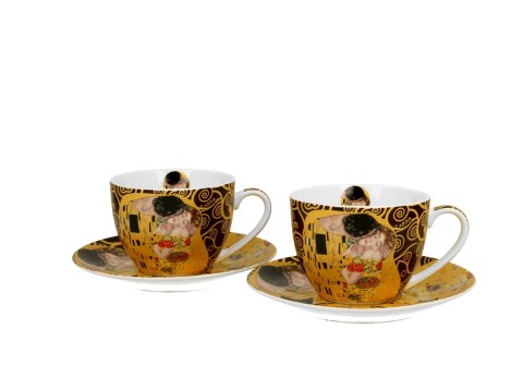 Filiżanki ze spodkami 250ml komplet 2szt. THE KISS BROWN by Gustav Klimt Filiżanki ze spodkami 250ml komplet 2szt. THE KISS BROWN by Gustav Klimt