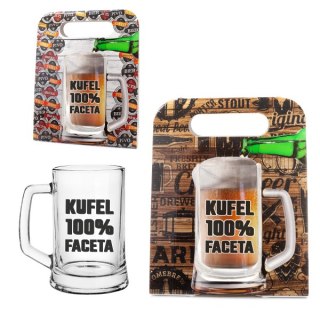 Kufel do piwa w ozdobnym opakowaniu "100 % Faceta" - 500ml