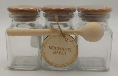 Pojemnik na przyprawy + łyżeczka dla kochanej babci 150ml 3szt. BABCIA Pojemnik na przyprawy + łyżeczka dla kochanej babci 150ml 3szt. BABCIA