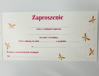Zaproszenia na roczek 10szt. + koperta