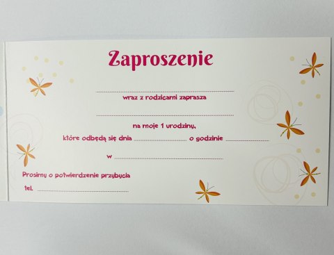 Zaproszenia na roczek 10szt. + koperta Zaproszenia na roczek 10szt. + koperta
