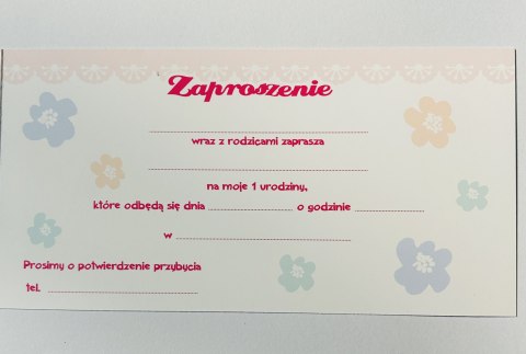 Zaproszenia na roczek 10szt. + koperta Zaproszenia na roczek 10szt. + koperta