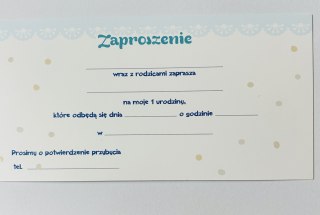 Zaproszenia na roczek 10szt. + koperta
