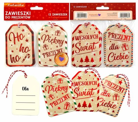 Zawieszki do prezentu 12szt. Boże Narodzenie ZPR-002 Zawieszki do prezentu 12szt. Boże Narodzenie ZPR-002