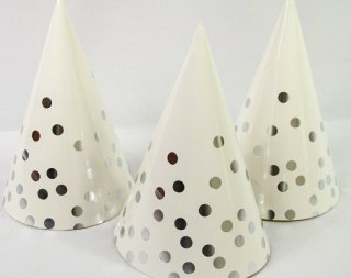 Czapeczka 12szt papierowa srebrne kropki 8120 Ozdboż-0015kropkisr