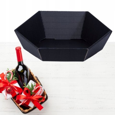 Kosz prezentowy kartonowy 10szt. 36 x 11 x 7cm 6-kątny CZARNY GM-KC-5 Kosz prezentowy kartonowy 10szt. 36 x 11 x 7cm 6-kątny CZARNY GM-KC-5
