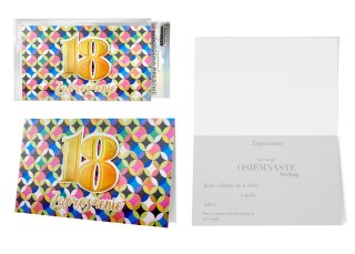 Zaproszenie 5szt. Urodziny 18 (osiemnastka) ZP-025