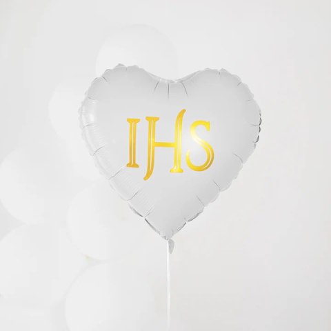 Balon foliowy serce IHS biało-złoty 45cm 127575