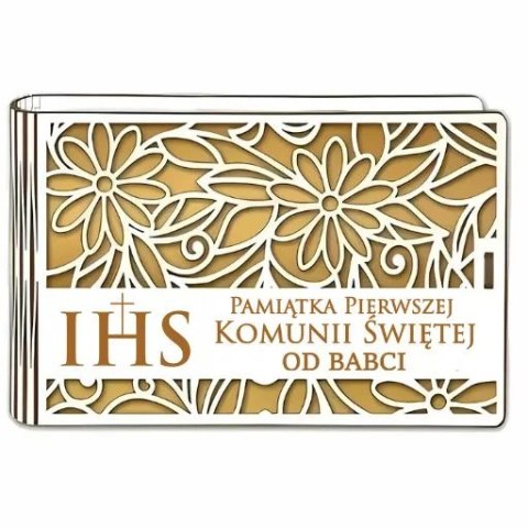 Pudełko na pieniądze banknotówka KOMUNIA - od BABCI - Ażur 3302A-KOM2Z-B Pudełko na pieniądze banknotówka KOMUNIA - od BABCI - Ażur 3302A-KOM2Z-B
