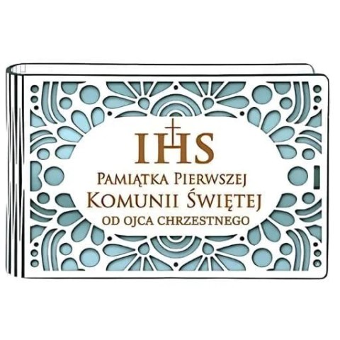 Pudełko na pieniądze banknotówka KOMUNIA - od OJCA CHRZESTNEGO - Ażur 3302A-KOM3N-OC Pudełko na pieniądze banknotówka KOMUNIA - od OJCA CHRZESTNEGO - Ażur 3302A-KOM3N-OC