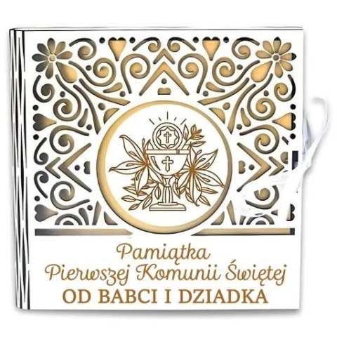 Pudełko na pieniądze kwadrat KOMUNIA - od BABCI i DZIADKA - Ażur 308A-KOM1Z-BD Pudełko na pieniądze kwadrat KOMUNIA - od BABCI i DZIADKA - Ażur 308A-KOM1Z-BD