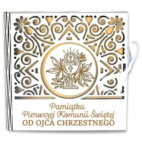 Pudełko na pieniądze kwadrat KOMUNIA - od OJCA CHRZESTNEGO - Ażur 3308A-KOM1Z-OC Pudełko na pieniądze kwadrat KOMUNIA - od OJCA CHRZESTNEGO - Ażur 3308A-KOM1Z-OC