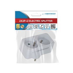 Rozgałęźnik elektryczny z uziemieniem 2 gniazda ELK305W