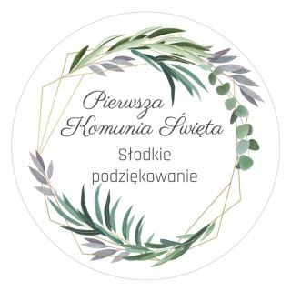 Naklejki 12szt. SŁODKIE PODZIĘKOWANIE KOMUNIA CIASTO