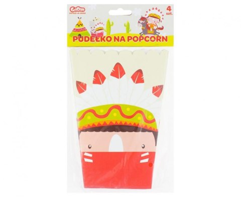 Pudełko na popcorn Indiańskie Party rozm. 13.5 x 8.5 x 19 cm, 4 szt. PF-PPIP