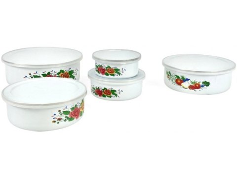 Zestaw misek emaliowanych z pokrywkami 10-18cm/24 Zestaw misek emaliowanych z pokrywkami 10-18cm/24
