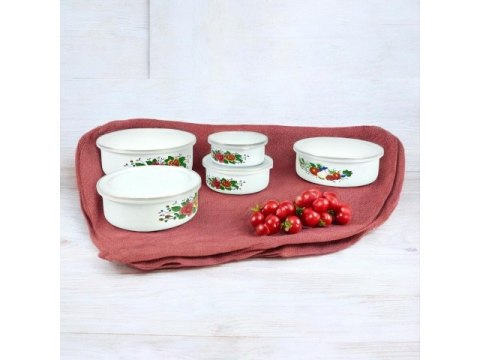 Zestaw misek emaliowanych z pokrywkami 10-18cm/24 Zestaw misek emaliowanych z pokrywkami 10-18cm/24
