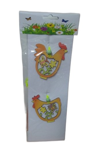 Girlanda 2szt. KURA/KOGUT drewno | SWF-16112