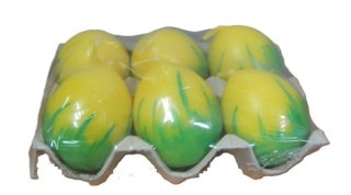 Świeca jajko z trawką + aplikcja 6szt. | J4560TR