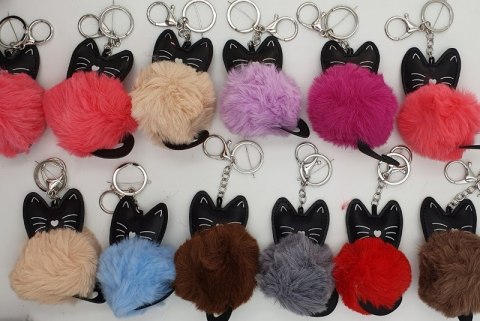 Brelok 12szt. pompon KOTEK