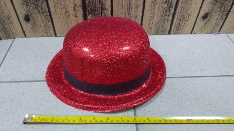 Kapelusz brokatowy 6szt. MELONIK CZERWONY | 58-35