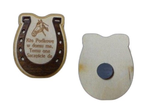 Podkowa na desce magnes 6 x 7,5cm nr 100