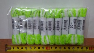 Sznurowadła 10par BIAŁO-ZIELONE JASKRAWE 60cm