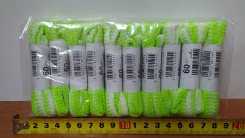 Sznurowadła 10par BIAŁO-ZIELONE JASKRAWE 60cm