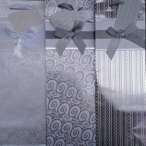 Torebka prezentowa 12szt LAMINOWANA NA BUTELKĘ 36X12cm PL-13KZ