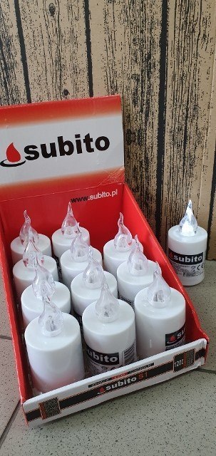 Wkład do zniczy led 12szt. 2xR6 SUBITO BIAŁY 1200h S1