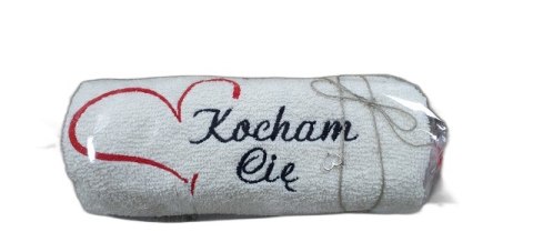 Ręcznik 50x100cm cukierek biały KOCHAM CIĘ