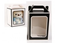 Pudełko, 12szt kartonik prezentowy z rączką CZARNE z okienkiem 30x20x16 cm NT3435